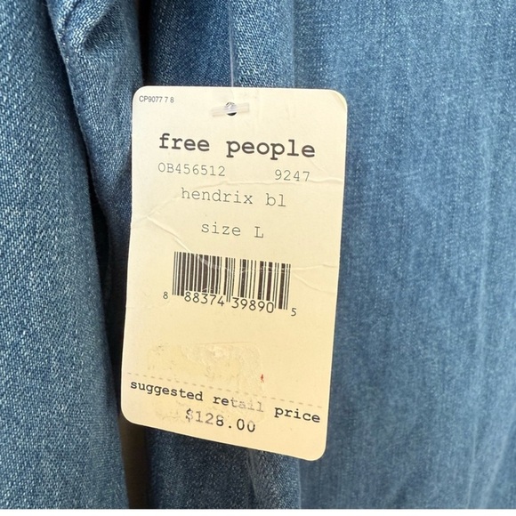 NWT Free People Dreaming Of Denim Shirt Dress Size Large Blue Retail $128 - Picture 6 of 9